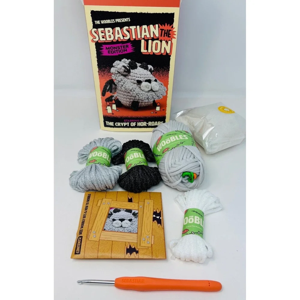 The Woobles Sebastian the Lion Monster Edition Crochet Kit Hook Glitter Yarn